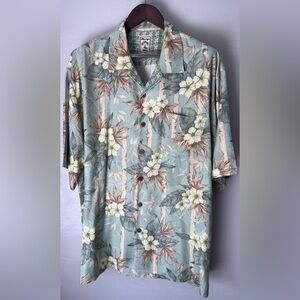 Montego Mon Men's Button Down Shirt XL Hawaiian Floral 100% Silk